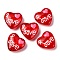 Glass Enamel Beads, Hand Drawn Beads, Heart with Star, White, 20.5x19.5x9mm, Hole: 1.6mm