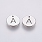 Non-Tarnish 304 Stainless Steel Charms, Flat Round with Letter, Stainless Steel Color, Letter.A, 10x1mm, Hole: 1mm