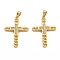 Brass Micro Pave Clear Cubic Zirconia Pendants, Long-Lasting Plated, Cross, Real 18K Gold Plated, 35x25.5x2mm, Hole: 2.5x4.5mm