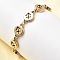 12 Constellations 304 Stainless Steel Link Chain Bracelets for Women, Flat Round, Real 18K Gold Plated, Sagittarius, 8-3/8 inch(21.4cm)