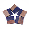 Resin & Walnut Wood Pendants, Rhombus, Midnight Blue, 24x24x3~4mm, Hole: 2mm
