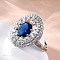 Brass Micro Pave Cubic Zirconia Adjustable Rings for Women, Oval, Platinum, Inner Diameter: 19mm