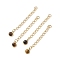 Ion Plating(IP) 316 Surgical Stainless Steel Curb Chain Extender with Natural  Tiger Eye Round Charm, Golden, 53.5mm, Hole: 2.5mm