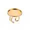 201 Stainless Steel Cuff Pad Ring Settings, Laser Cut, Golden, Tray: 25mm, US Size 7 1/4(17.5)~US Size 8(18mm)