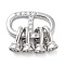 Brass Fold Over Clasps, with Grade AAA Cubic Zirconia, Oval, Platinum, 41.5mm, Hole: 1.2mm