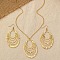 Oval Alloy Pendant Necklaces & Dangle Earrings Sets, Golden, 400mm