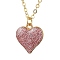 Alloy Indian Red Enamel Heart Pendant Neckiaces with Glitter Powder for Women, Golden, 16.34 inch(41.5cm)