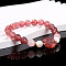 Natural Strawberry Quartz Round Beads Stretch Bracelets, Flower, Inner Diameter: 2-1/8 inch(5.5cm)