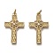 Brass Micro Pave Clear Cubic Zirconia Pendants, with Jump Rings, for Religion, Long-Lasting Plated, Claddagh Cross, Real 18K Gold Plated, 27.5x17x2mm, Jump Ring: 5.5x1mm, 3.5mm Inner Diameter