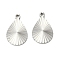 304 Stainless Steel Pendants, with Ray, Stainless Steel Color, Teardrop, 17x11x1.5mm, Hole: 1.4mm