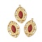 Natural Carnelian(Dyed & Heated) Pendants, Oval Charms, with PVD Vacuum Plating 304 Stainless Steel Settings, Real 18K Gold Plated, 25x15.5x4mm, Hole: 1.5mm
