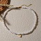 Imitation Pearl Beaded Brass Micro Pave Clear Cubic Zirconia Letter B Pendant Necklaces, Golden, White, 16.54 inch(42cm)