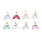 8Pcs 8 Colors Glass Pendants, Fishtail, with Real 18K Gold Plated 304 Stainless Steel Jump Rings & Flat Round Stamping Blank Tag, Mixed Color, 19x20x4mm, Hole: 6.5mm, 1pc/color