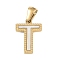 Natural White Shell Alphabet Pendants, Ion Plating(IP) Real 18K Gold Plated 304 Stainless Steel Charms, Letter T, 17x11.5x1.5mm, Hole: 5x3mm