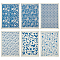 6 Sheets 6 Styles Paper Ceramic Decals, Pottery Ceramics Clay Transfer Paper, Underglaze Flower Paper, Blue and White Porcelain Style, Mixed Shapes, 53x38x0.004cm, 1 sheet/style