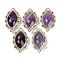 Natural Amethyst Faceted Horse Eye Links, Rack Plating Brass Micro Pave Orchid Cubic Zirconia Connector Charms, Golden, 24.5x14.5x4.5mm, Hole: 1.2mm