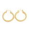 Brass Stud Earring Findings, Half Hoop Earrings, Flat Round, Real 18K Gold Plated, 32x28x5mm, Pin: 0.5mm