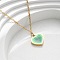 304 Stainless Steel Geometric Pendant Necklaces for Women, Real 18K Gold Plated, Green, Heart, 18.03 inch(45.8cm)