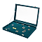 Rectangle Imitation Leather Earring Presentation Box, Glass Clear Window Earring Organizer Case with Velvet Inside, Teal, 35x24x4.85cm