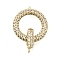 Brass Cubic Zirconia Fold Over Clasps, Ring, Real 14K Gold Plated, 23mm