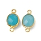 Transparent K9 Glass Connector Charms, with Golden Plated Brass Findings, Faceted, Oval Links, Aquamarine, 16.5x8.5x4mm, Hole: 1.8mm