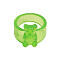 Bear Resin Band Rings, Lime Green, Inner Diameter: 17mm