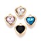 Alloy Rhinestone Charms, Heart, Golden, Mixed Color, 13.5x12x5mm, Hole: 1.6mm
