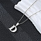 201 Stainless Steel Crystal Rhinestone Initial Pendant Necklaces, Stainless Steel Color, Non-Tarnish, Letter D, 15.75 inch(40cm)