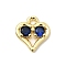 Brass Micro Pave Cubic Zirconia Pendants, Heart Charms, Rack Plating, Long-Lasting Plated, Cadmium Free & Lead Free, Real 18K Gold Plated, Dark Blue, 10.5x10x2.5mm, Hole: 1.5mm