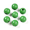 Painted Natural Wood Beads, Round, Lime Green, 16mm, Hole: 4mm