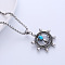 Stylish Stainless Steel Synthetic Turquoise Ship Wheel Pendant Punk Necklaces for Men's Fashion, Stainless Steel Color 