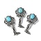 Angel Brass Synthetic Turquoise Pendants, with Jump Ring, Antique Silver, 38x19.5x7.5~9.5mm, Hole: 2x6.5mm