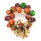 Christmas Theme Golden Zinc Alloy with Rhinestone Brooches, Enamel Pins, Christmas Wreath, 52.5x43.5x9.5mm