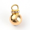 Brass Pendants, with Brass Rhinestone Beads & Iron Finding, Round, Gold, 19x11.5mm, Hole: 4.5mm