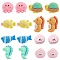 64Pcs 8 Styles Opaque Resin Sea Animals Cabochons, Fish & Tortoise & Crab, Mixed Shapes, Mixed Color, 12~24.5x18~24x7~9mm, 8pcs/style