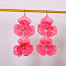 Hollow Flower Alloy Dangle Earrings, Golden, Cerise, 90x40mm
