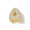 Brass Micro Pave Clear Cubic Zirconia Initial Multi-strand Links, Real 18K Gold Plated, Lead Free & Cadmium Free, Long-Lasting Plated, Rack Plating, Letter A, 10x5~9.5x4.5~5mm, Hole: 1.5~3.2x2~8mm