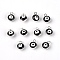 Alloy Enamel Pendants, Round with Evil Eyes, Platinum, Black, 9x6.5x4mm, Hole: 1mm