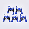 Spray Painted Alloy Pendants, Letter M, Blue, 23x21x4.5mm, Hole: 1.5mm