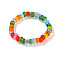 Glass Beaded Stretch Finger Rings for Women, Rondelle, Colorful, Inner Diameter: 18mm