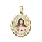304 Stainless Steel Pendants, Oval Charms, with Polymer Clay Crystal Rhinestone, Ion Plating (IP), Golden, 35.5x27.5x3.5mm, Hole: 9x4mm