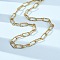 304 Stainless Steel Textured Paperclip Chain Necklaces for Women Men, Ion Plating(IP), Real 18K Gold Plated, 18.19 inch(46.2cm)