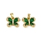 Brass Micro Pave Cubic Zirconia Charms, Cadmium Free & Lead Free, Butterfly, Green, 11.5x14.5x4.5mm, Hole: 4.5x2.4mm
