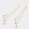 Brass Pendants, with Cubic Zirconia, Strip, Nickel Free, Real 18K Gold Plated, 38mm & 32mm, Hole: 1mm