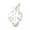 925 Sterling Silver Pendants, Silver, Leaf, 13x9.5x1.7mm, Hole: 3.8mm
