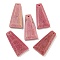 Natural Rhodochrosite Pendants, Faceted Trapezoid Charms, 25x13x4mm, Hole: 1mm