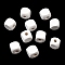 Spray Painted Wooden Beads, Square, White, 10x10x10mm, Hole: 3mm