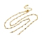 Brass Chain Necklace Making, with Natural Labradorite, Rack Plating, Long-Lasting Plated, Real 18K Gold Plated,, 18.82 inch(47.8cm)