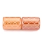 Electroplate Glass Beads, Column with Flower Pattern, Light Salmon, 11.5~12x8~8.5mm, Hole: 1.2~1.4mm