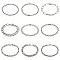 Unisex 304 Stainless Steel Chain Bracelets, Stainless Steel Color, 9pcs/set